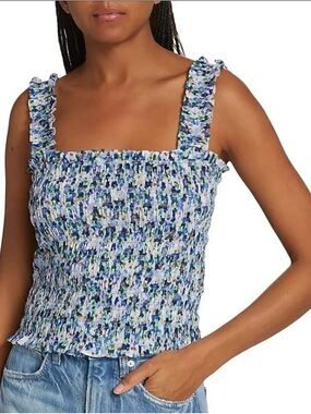 Veronica Beard Averie Smocked Tank Top